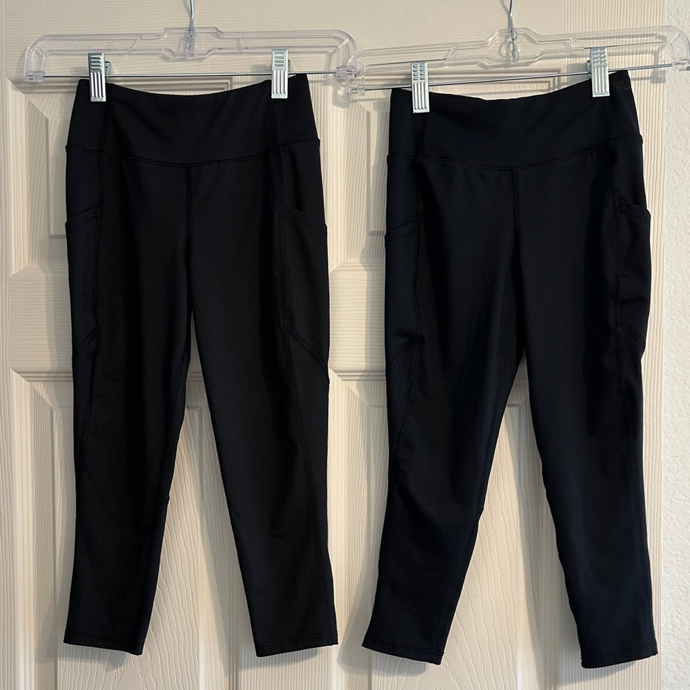 BCG Girls Black Cropped Activewear Leggings - Bundle of 2